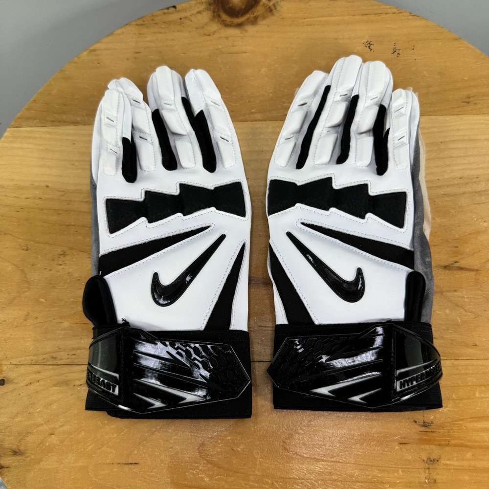 Nike Promo Hyperbeast 2.0 Size XXL NFL White Black Football Gloves Lineman NEW
